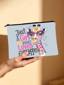Túi đựng mỹ phẩm in hình hươu cao cổ "Just A Girl Who Loves Giraffes", túi đựng đồ vệ sinh cá nhân hai mặt, hộp đựng đồ trang điểm hình hươu cao cổ dễ thương, đồ dùng cần thiết khi đi du lịch và hàng ngày, món quà hoàn hảo cho người yêu hươu cao cổ. - Nhiều màu - Xem 10