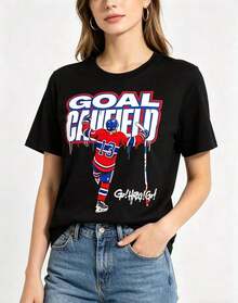 Cole Field Goal Go Habs Go Printed Shirt, Modern Cut For Women, Men And Women, Soft, Casual, Fan Clothing, Sports Fashion, Casual Cut, 100% Cotton, Breathable And Comfortable. - 黑色 - 查看 4