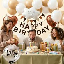40th Birthday Cream Balloons Decor Birthday Decorations For Women Girl Beige Brown White Sand Foil Star Heart Balloon Decor, Birthday Sash Bobo Balloons For Birthday Anniversary Party Decoration Supplies Room Decor - 40歲生日 - 查看 4