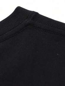 1 pcsWomen's T-Shirt, Pure Cotton Black Short-Sleeve Tee, Adorned With Playful Star Graffiti Logo, Soft And Slightly Stretchy Round Neck Design, Casual, Cool, Breathable, With A Unique And Eye-Catching Appearance,  And Cool Style Top, Suitable For Everyday Casual And Relaxed Wear180g Algodón 100% - Negro - Ver 4