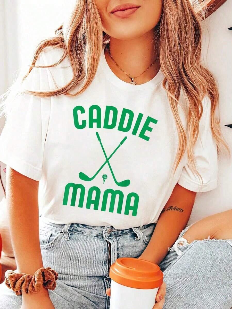 Camiseta Caddie Mama Golf Club para Mamá Golfista, Camisetas Gráficas para Mujer - Blanco - Ver 1