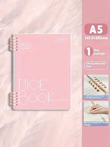 5pcs Set, Includes 1 Spiral Notebook + 4 Pens, A5 Spiral Bound Notebook 60 Sheets/120 Pages - Thick & Colorful Coded Pages - Suitable For University, Diary, Note Taking - Multicolor - View 12