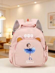 Mini Customizable Cute Fashionable Minimalist Exquisitely Designed Backpack Bow Pattern, Hand-Held, Adjustable Shoulder Straps, Zipper Closure, Nylon Material, Daily Use, Shopping, Traveling, Gift For Birthdays Or Christmas, Back To School, Initial Monogram - Multicolor - View 23