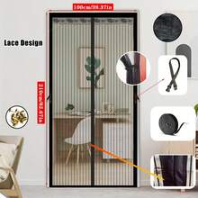 Cortina de malla anti-insectos reforzada, diseño de cierre magnético, sin necesidad de perforación, adecuada para dormitorio, cocina, ventilación - Rayas hechas a mano con escaparate - Ver 8