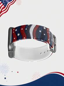 1条红蓝白波浪条纹图案表带，兼容 38mm、40mm、41mm、42mm、44mm、45mm、49mm（S10/S11 42mm、S10/S11 46mm），柔软弹性透气舒适，可替换三星、荣耀智能手表表带，时尚休闲日常运动多色硅胶表带，适用于 Series Ultra 2、S11、S10、SE 9、8、7、SE 6、5、4、3、2、1，是7月4日美国独立日、新年、节日庆典的理想礼物，男女通用设计 - 彩色 - 查看 5