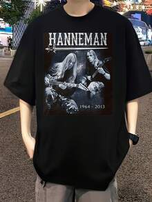 Men's Breathable Black Short-Sleeve T-Shirt, Slayer Suit Activist Jeff Hanneman Style, Unisex, All Sizes S-SXL, Classic Crew Neck TAClassic. A Short-Sleeve T-Shirt Suitable For Home, Everyday Wear, Parties, And Travel; Perfect As A Gift For Friends Or Family. - 黑色 - 查看 1
