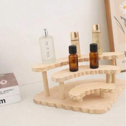 Solid Wood Lace Stepped Perfume Storage Rack Multi-Layer Corner Fan-Shaped Cosmetic Necklace Earrings For Light Luxury Storage
