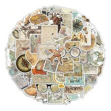 50pcs Creative Travel Map & Airplane Themed Retro Stickers, Ins Style Decorative Stickers For Scrapbooking - 50PC - View 1