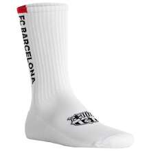 FC Barcelona Chaussettes unisexes FC Barcelone, lot de 7 - Chaussettes de tennis, logo, mélange de coton, couleur unie - Noir et Blanc - Voir 4