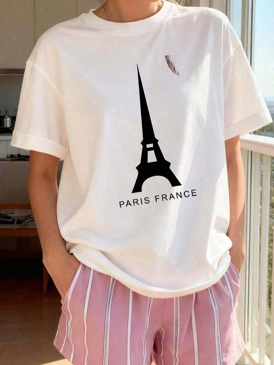 Designed For Modern, Stylish, And Comfortable Women. 1 Piece Women's T-Shirt, Casual Tee - Plain Background With Lettering, Round Neck, Suitable For All Seasons, Casual Wear With Religious Themes And Gifts For Friends, Women's Autumn Sweater, Women's Fashion T-Shirt, Women's Printed Round Neck Sweatshirt (Sizes S-3XL) Made With Premium Soft And Breathable Fabric, Designed For All-Day Comfort And Versatile Everyday Wear, Perfect For Casual Outings. - 白色 - 查看 1