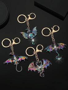 1pc Fashionable European And American Exaggerated Personalized New Cartoon Colorful Dragon Keychain Pendant Accessory, Suitable For Men And Women Car Keys, Bags Decoration - Vibrant Colors - View 1