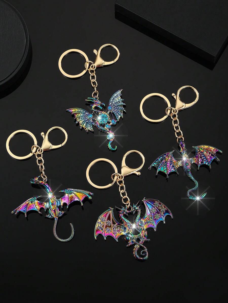 1pc Fashionable European And American Exaggerated Personalized New Cartoon Colorful Dragon Keychain Pendant Accessory, Suitable For Men And Women Car Keys, Bags Decoration - Vibrant Colors - View 1