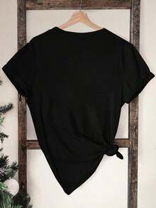 Camiseta Casual con Estampado Gráfico para Mujer, Edición Limitada 1981 - Top de Manga Corta de Inspiración Retro Vintage con Rayas y Estrellas Coloridas, Cuello Redondo, Tela de Elasticidad Media, Lavable a Máquina, Tallas S-XXL para Primavera, Verano y Otoño, Camisetas Vintage, Moda de Temporada, Diseño de Inspiración Vintage, Material No Transparente, Atuendo Diario, Estampado Divertido, Tela Transpirable, para Fanáticos del Estilo Urbano - Negro - Ver 2