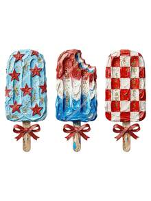10 pouces Autocollants de transfert de chaleur patriotiques de Popsicle, convenant pour le 4 juillet Jour de l'Indépendance, le Jour du Souvenir, les T-shirts, les sweats, la décoration de tissu, les oreillers, les sacs fourre-tout, des patchs de transfert thermique en plastique durable, décorations de fête de vacances - Taille unique - Voir 7