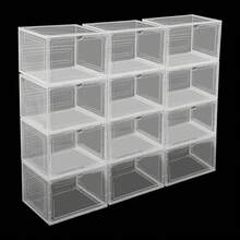12PCS Stackable Shoe Storage Boxes - Durable Clear Display Cases - Default - View 4