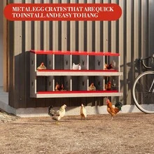 Chicken Nesting Box  Heavy-Duty Galvanized Steel Laying Boxes With Vented Holes For Secure Egg Collection, - Red - View 7