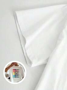 Camiseta con estampado de coche de carreras, 180G, blanco y negro, cuello redondo, corte holgado básico, transpirable, versátil, lavable a máquina, cómoda, S - 3XL, ideal para uso diario casual, deportivo, esencial para el verano Blusas Bonito 100% Cotton - Blanco - Ver 6