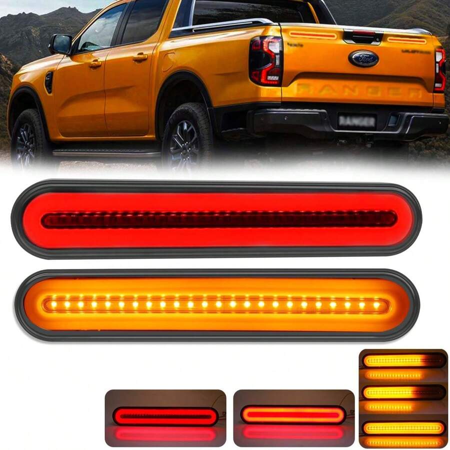 36 LED Waterproof Red + Yellow RV LED Tail Lights 3D Flowing Signal Lights For Car, Truck, Trailer