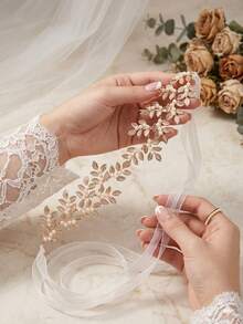 1pc Vintage Greek Style Handmade Pearl Leaf Headband, Elegant Gold Textured Bridal Headpiece, Versatile For Formal Occasions, Weddings, Parties - Multicolor - View 8