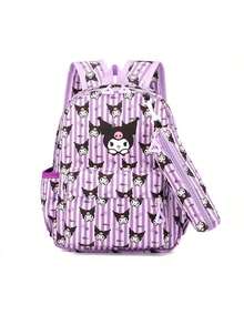 SANRIO 1个三丽鸥时尚女士背包和铅笔盒 - 可爱清新印花Hello Kitty Kuromi My Melody大容量笔记本电脑包,轻便可调节肩带,理想的学校/户外/旅行包,必备返校礼物 - 彩色 - 查看 14