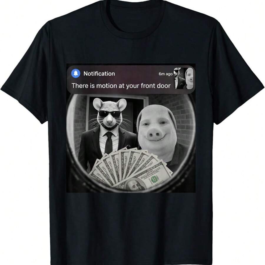 Funny Tim Cheese And John Pork With Motion Meme T-Shirt - Black - View 1