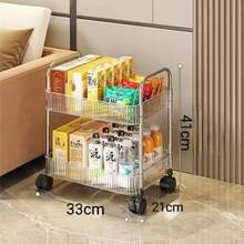 1pc Transparent Movable Makeup Storage Cart, Large Capacity Multi-Function Bathroom Supplies Display Rack, Bathroom Accessories Storage Rack, Makeup Organizer Rolling Cart, Mobile Shelving Unit, Suitable For Office, Bathroom, Kitchen And Living Room - Clear - View 14
