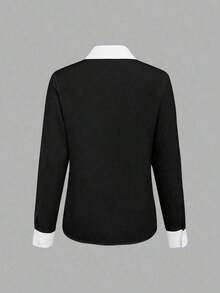 Camisa de mujer casual de manga larga a rayas con un solo abotonado - Multicolor 2 - Ver 2