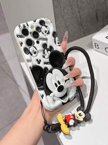 This Disney Mickey Mouse Lanyard Phone Case Is Fully Covered In TPU Material. It's Shockproof, Lightweight, And Compatible With IPhone17/16/11/13/15/15 Plus/15 Pro/15 Pro Max/12/14 Pro Max/11 Pro Max/12 Pro/12 Pro Max/13. This Phone Case Makes A Popular Birthday Gift Or Business Gift; It's Durable, Stain- And Fingerprint Resistant, And Suitable For Both Men And Women. The Set Also Includes A Mickey Mouse Phone Case And A Mickey Mouse Plush Bracelet. It's A Perfect Gift For Friends And Family. This Stylish Phone Case Is Fun, Lightweight, And Durable. IPhone17 Pro Max Phone Case, Minnie Mouse Phone Case. - trắng - Xem 2