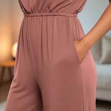 Women's Palazzo Jumpsuit - Comfortable, High Quality, Perfect For Everyday Wear - 粉色 - 查看 3