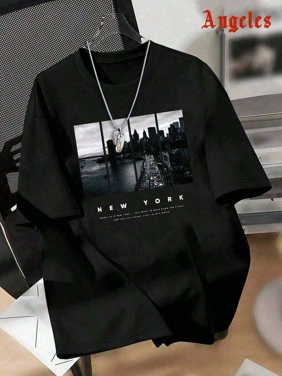 T-Shirt, Printed T-Shirt, Black, Fun, Short Style, Entertaining And Cool T-Shirt, Unique Design, Summer Print, Suitable For Daily And Weekend Wear, Comfortable Clothing For Outdoor Activities. - 黑色 - 查看 1