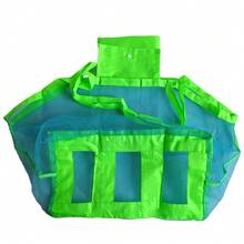 1 pieza Bolsa de playa, Bolsa de almacenamiento de juguetes de malla, Organizador de viaje plegable, Bolsa de red, Regreso a la escuela - Azul - Ver 10
