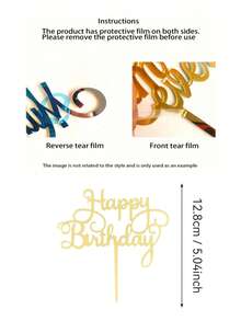 3pcs New Acrylic Happy Birthday Cake Side Decoration Cake Decorating Plug-In-Perfect For Decorating Your Party Cake And Dessert Table! Spring Gifts - StyleA - View 8