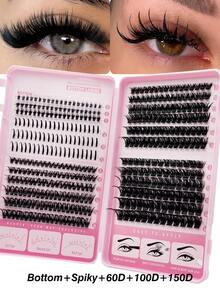 Rikuaild 378/414/468 sợi mi giả D Curl dung lượng cao, mi dưới + mi nhọn + 60D + 150D + 200D dày, mềm mại, nhẹ và tự nhiên, phù hợp cho trang điểm mắt hàng ngày, mi giả có gai và mi dưới, mi dưới, mi dưới cùng. - D - Xem 10
