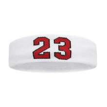 Unisex Terry Cloth Sports Headband And Wristband Set, With No.23 Design, Soft Elastic Sweatband For Basketball, Tennis, Fitness, Etc. - Red and White - View 8