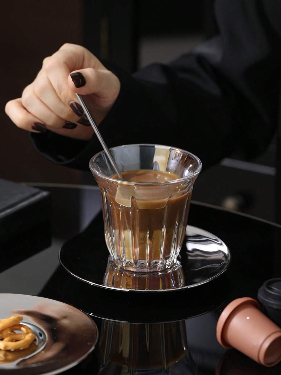 3 piezas (1 taza, 1 platillo, 1 cuchara) Juego de taza de café y platillo de cerámica, adecuado para té, café, leche, jugo, bodas, fiestas, regalos, cumpleaños - Multicolor - View 1