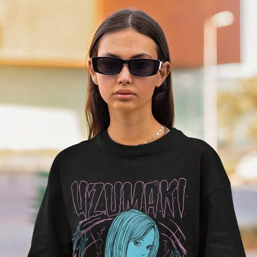 Camiseta de manga corta estilo anime gótico oscuro T1EE de 220 g, de algodón puro, para hombre y mujer. Tejido grueso, resistente a las arrugas y que no se deforma fácilmente. Estilo sencillo y versátil, ligero y transpirable, perfecto para ir al trabajo, viajar, acampar, ir de compras y para el tiempo libre. - Negro - Ver 1