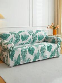 1pc Tropical Plant Pattern Sofa Cover (Including 1pc Pillow Case), Dust-Proof, Dirt-Resistant, Elastic Full Coverage Sofa Protector, Living Room Home Decor, Fits 1/2/3/4 Seater Sofa, All Season, Machine Washable - Green - View 8
