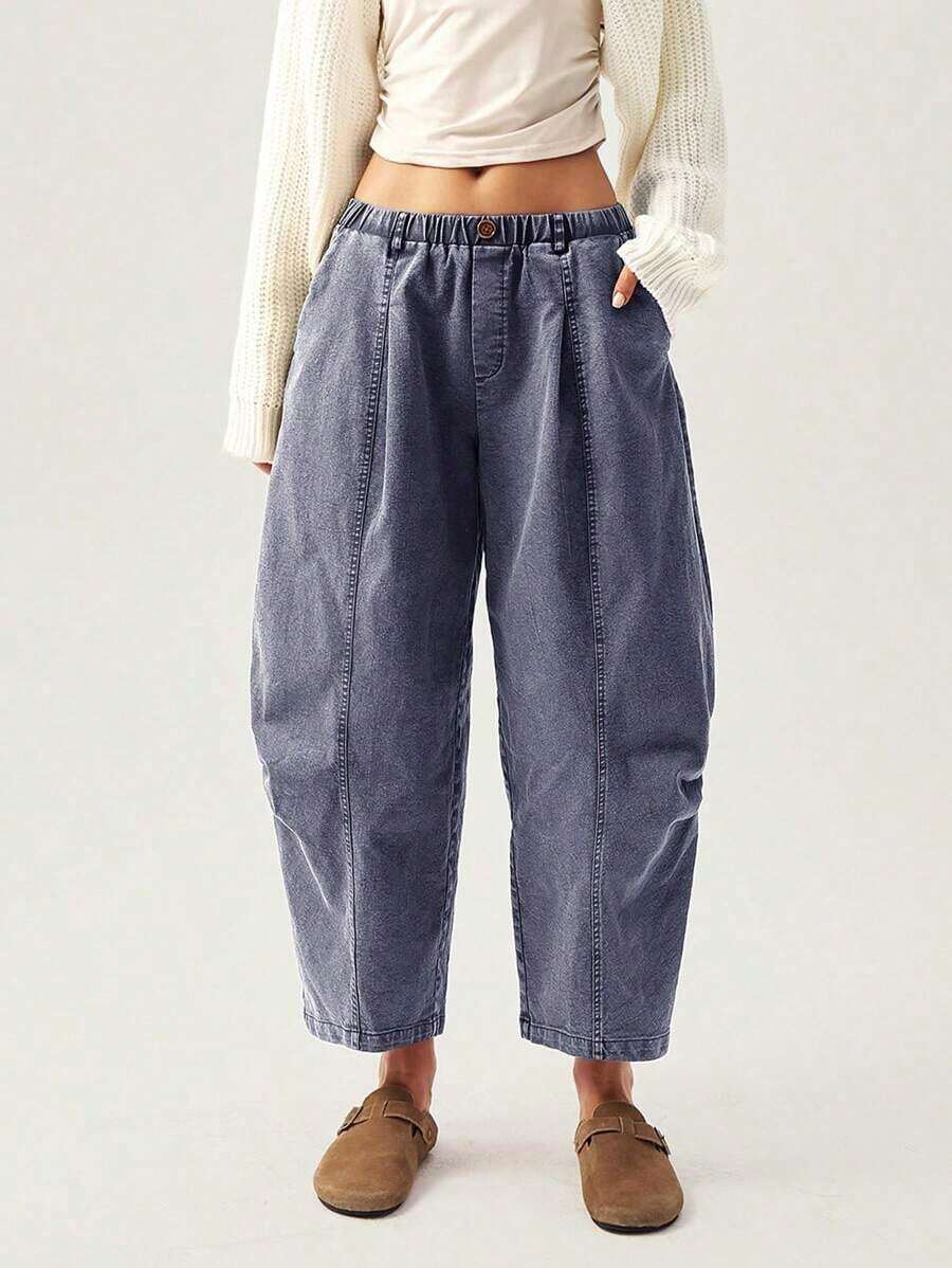 BohoFeels Pantalones casuales holgados de mujer para vacaciones, estilo minimalista - Azul - Ver 1