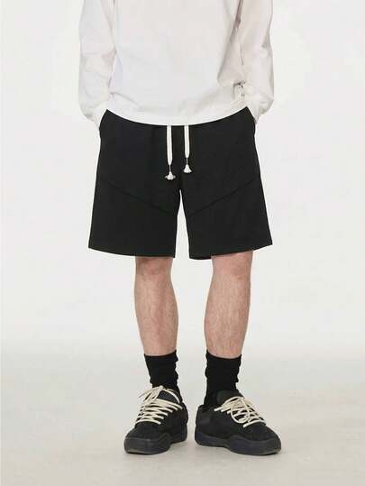 Men's Summer Casual Loose Fit Drawstring Waist Straight Leg 5-Inch Shorts, Versatile For Sports, Commute And Daily Wear