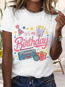 Informal para el día a díaIt's My Birthday Party T-Shirt With Retro Boombox, Gifts, And Candles - Fun Birthday Celebration Graphic Tee For Women And Girls,Camiseta de cuello redondo, camiseta informal estampada para mujer,Camisetas para hombre, camisetas a juego para padres e hijos, ropa de apoyo para la Copa del Mundo, artículos esenciales para la graduación y la vuelta al cole. - Blanco - Ver 1