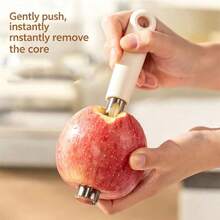 1pc Stainless Steel Fruit Pitter Tool, Multi-Size Apple And Date Pit Remover With Non-Slip Handle, Convenient For Removing Pits From Pears, Hawthorns, Dates, Cherries, Kitchen Cooking Gadget - Milky White - View 2