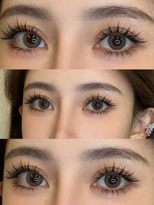 10pcs Wispy, Voluminous & Curled Cartoon-Style False Eyelashes, One-Piece Design, Suitable For Daily Wear, Dates, Parties, Captivating Eye Makeup, Travel Essential, Cluster Fake Lashes (Random Bottom Card) - Black - View 7