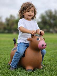 Juguete inflable montable para niños tipo vaquita saltarina, animal brincador con asas y textura antideslizante, ideal para desarrollo motriz y equilibrio, juego activo en casa, cuarto de juegos o patio, material resistente y fácil de limpiar, para niños pequeños - Camel - Ver 1