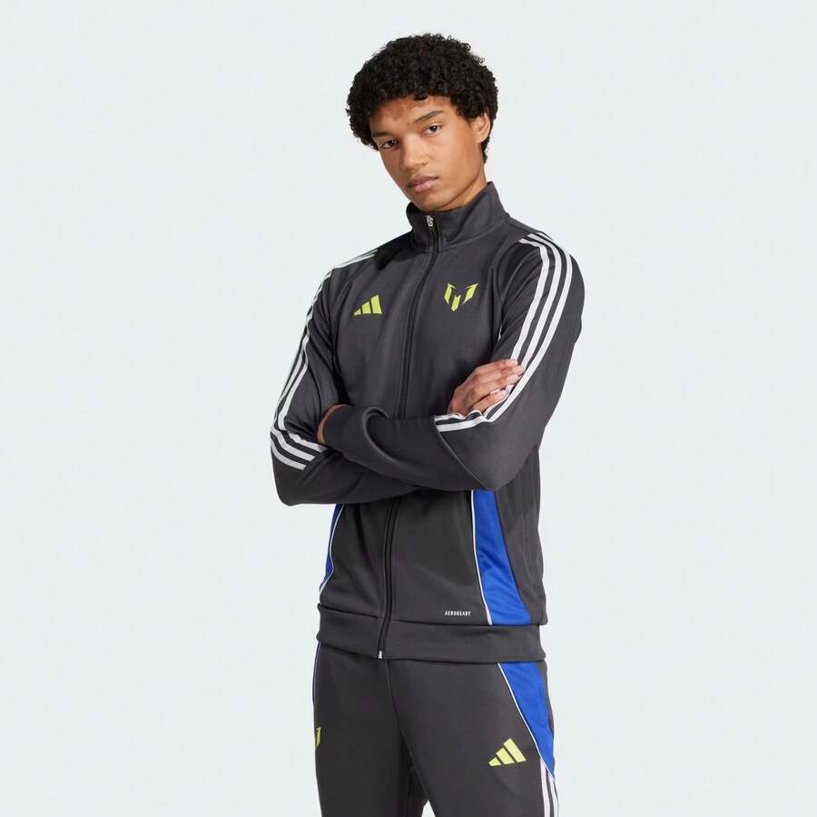 Adidas Messi Track Jacket Men's XL Carbon Long Sleeve Full Zip Football DSGL718 - Xám - Xem 1