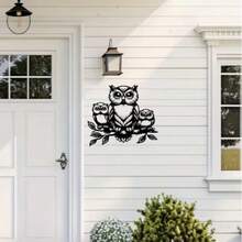 1 pièce Sculpture de hibou en métal - Œuvre murale en fer de hibou, convient pour le jardin, la cour, le salon, le balcon - Décoration murale de jardin extérieur, décoration de clôture, décoration murale intérieure pour la maison, sans alimentation électrique requise - A - Voir 6