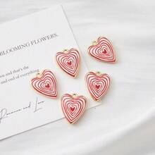 5/10pcs Zinc Alloy Heart Shaped Charm Pendant, Suitable For DIY Jewelry Making, Necklace, Bracelet, Earring, Bag Chain, Keychain, Zipper Decor, Great Gift For Mother's Day Or Girlfriend - Multicolor - View 4