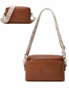 Women Leather Wallet Shoulder Bag Handbag Crossbody Bag - Brown - View 1