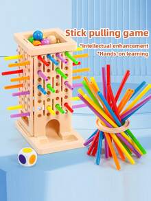 This Toy Is Suitable For Children 3 Years And Older, A Plastic Baseball Table-Style Game That Promotes Color Recognition, Learning To Count With Sticks, And Mastering Balance Skills. It Is A Parent-Child Interactive Toy With Three Functions In One: A Box, 36 Sticks In 6 Colors, A Ring, And A Die. It Is Also A Pizza Tower Toy. - Multicolor - View 2