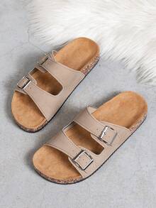 Sandal Fashion Pria dengan Sol Gabus dan Sol Dalam yang Nyaman, Tali yang Dapat Diatur, Gaya Selop Longgar, Cocok untuk Berjalan-jalan di Pantai Musim Panas, Unisex - Aprikot - View 6