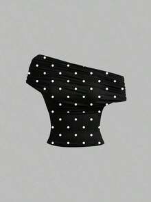 Camiseta de tirantes casual y minimalista con estampado de lunares negros para mujer - Multicolor 6 - Ver 5